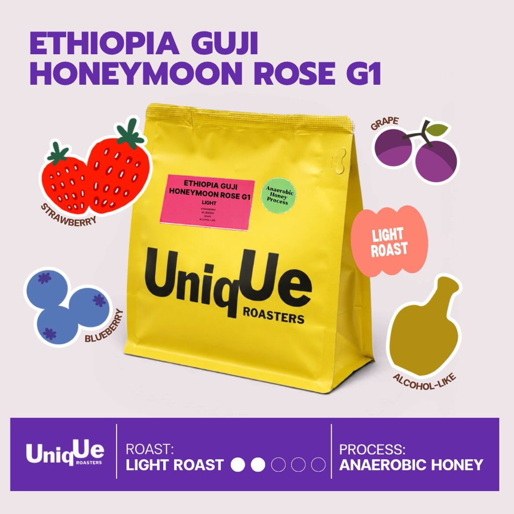 เมล็ดกาแฟคั่วอ่อน - เอธิโอเปีย Ethiopia Guji Honeymoon Rose G1 (100g.)