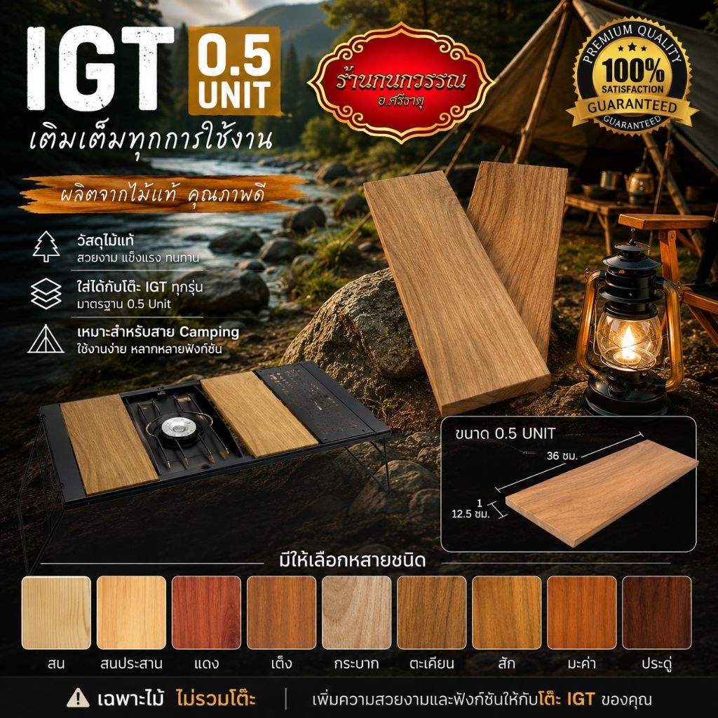 IGT 0.5 unit ไม้แท้ สำหรับโต๊ะ IGT ทุกรุ่น ใส่โต๊ะCamping มีไม่หลายชนิดให้เลือก (งานสั่งทำพิเศษจัดส่งภายใน7วัน)