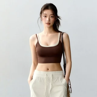 GymHub เสื้อกล้ามออกกำลังกาย สายคู่ Contrast Yoga Bra สำหรับฝึกพิลาทิส ใส่ได้ทั้งในยิมและแฟชั่น น้องใหม่มีวัยปะ