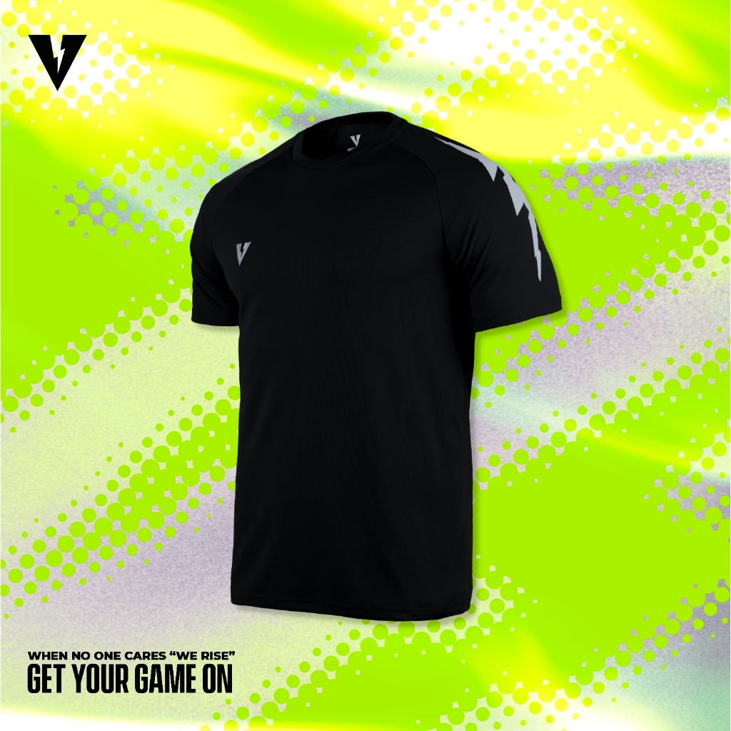 VOLT VECTOR 001 TRAINING BLACK เสื้อซ้อมฟุตบอล แขนสั้น สีดำ ผ้าแห้งไว น้ำหนักเบา เสื้อกีฬา เทรนนิ่ง
