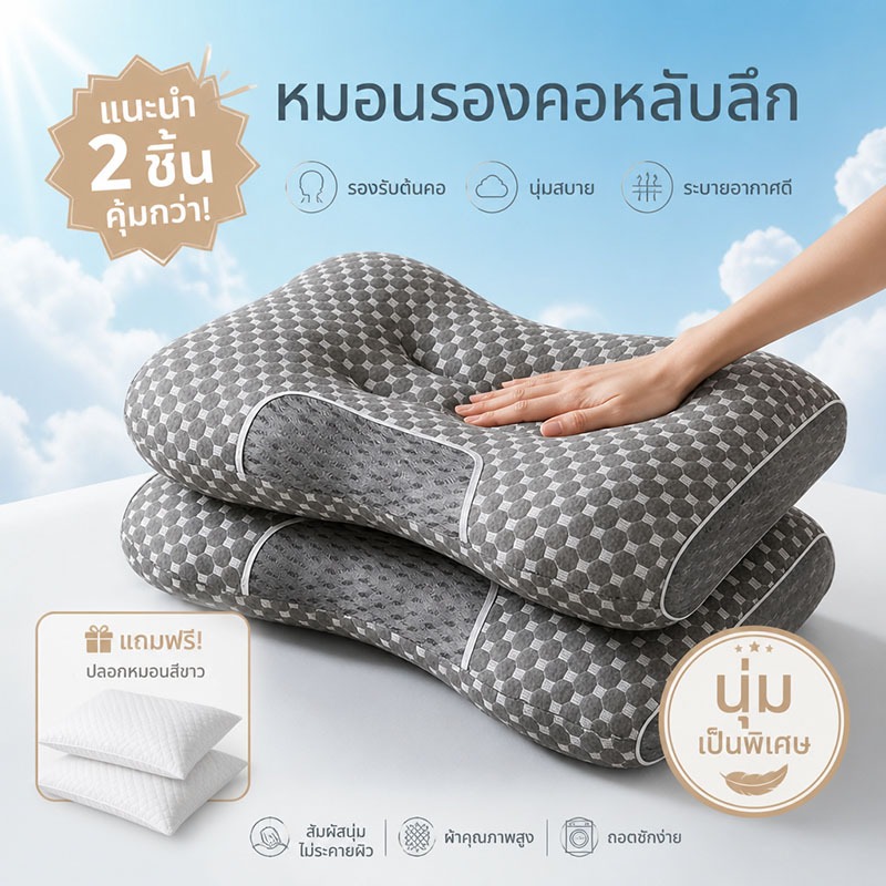 【มีปลอกหมอนให้ด้วย】หมอนดามคอ หมอน หมอนรองคอ 74*48*6 บรรเทาอาการปวดคอ สรีระ ระบายอากาศ ช่วยให้หลับสบายขึ้น