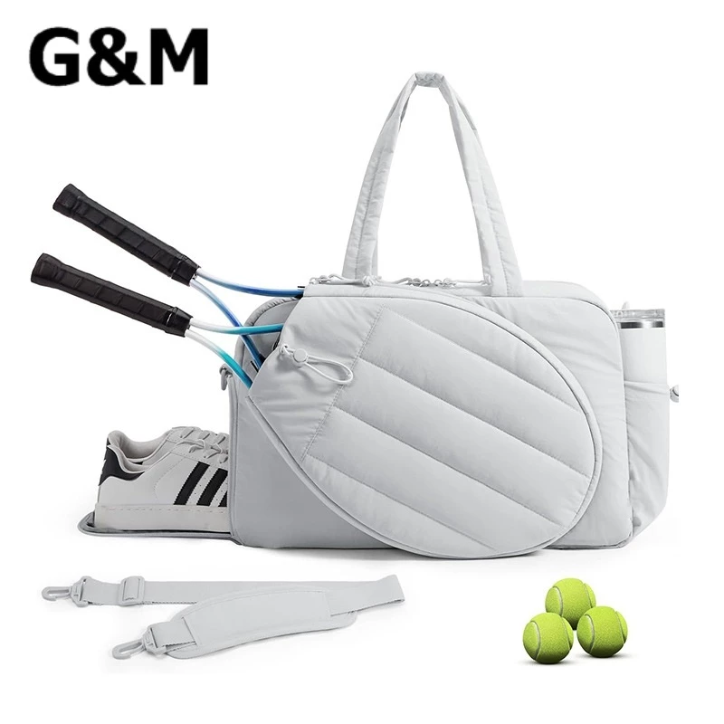 【G&M-กันน้ำ】กระเป๋าใส่ไม้เทนนิส/แบด/Pickleball มีช่องรองเท้า แยกเปียกแห้ง กระเป๋าฟิตเนส หิ้วไปออกกำลังกาย