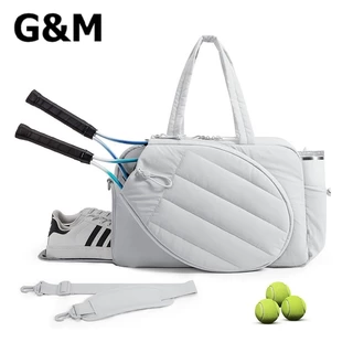 【G&M-กันน้ำ】กระเป๋าใส่ไม้เทนนิส/แบด/Pickleball มีช่องรองเท้า แยกเปียกแห้ง กระเป๋าฟิตเนส หิ้วไปออกกำลังกาย