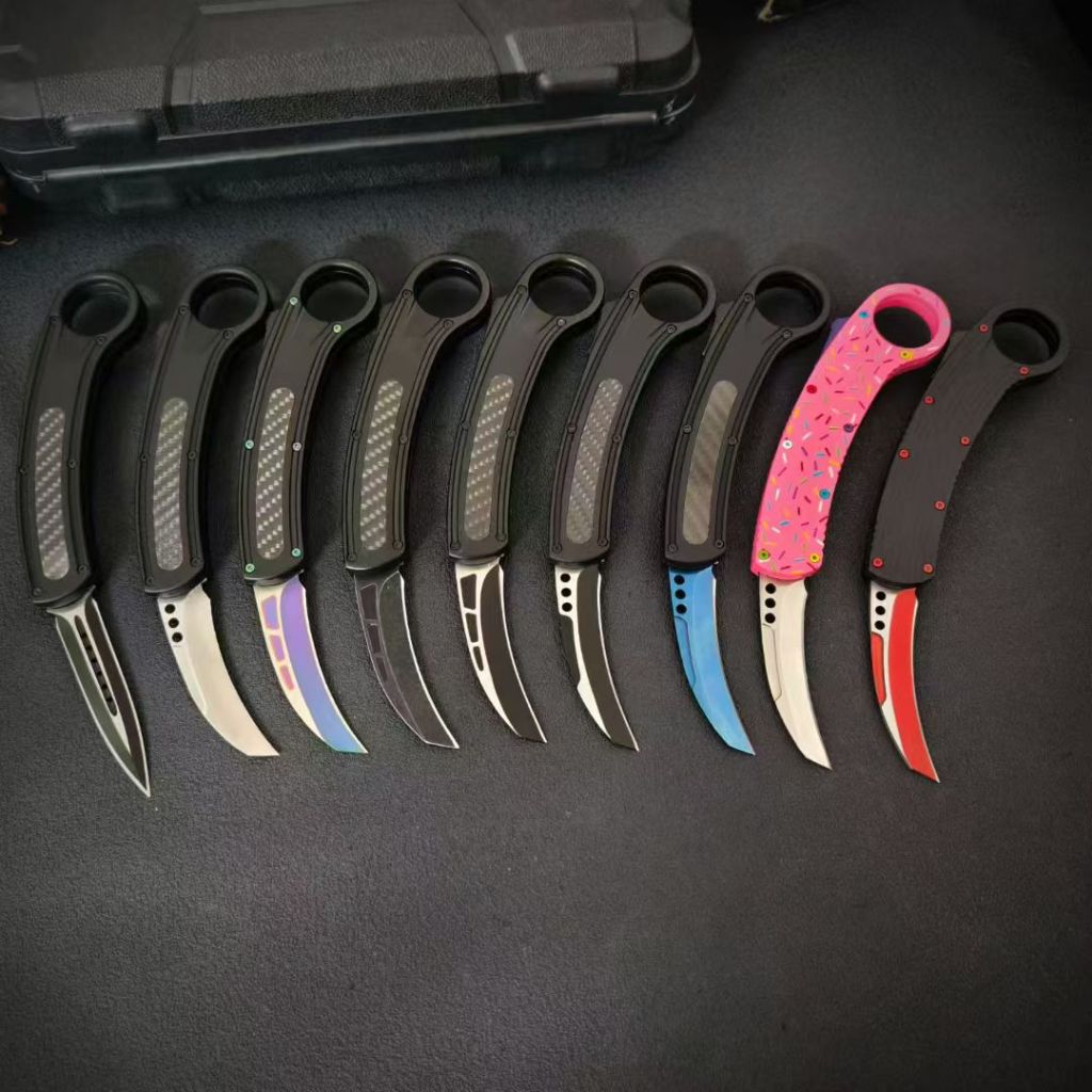 Microtech กรงเล็บ Raptor กระโดดมีด OTF วัสดุขอบคม: 440C จัดการ: โลหะผสมสังกะสี + คาร์บอนประสานมิติ