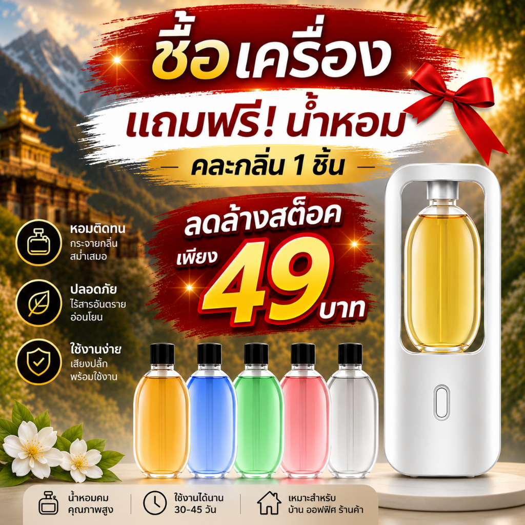 *แถมฟรีน้ำหอม* เครื่องฟอกอากาศอโรมา พ่นน้ำหอมอโรม่า แบบชาร์จไฟได้