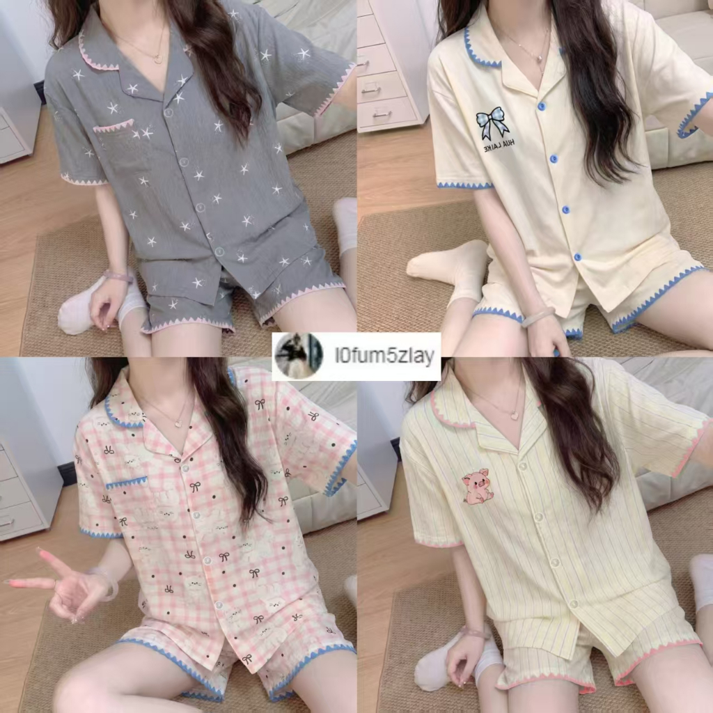 (ราคาถูกที่สุด) ชุดนอนสไตล์ญี่ปุ่น， ผ้าฝ้ายเมฆ，ลายการ์ตูนน่ารัก， หลากหลายแบบให้เลือก， ขาสั้น+เสื้อ，M-2XL