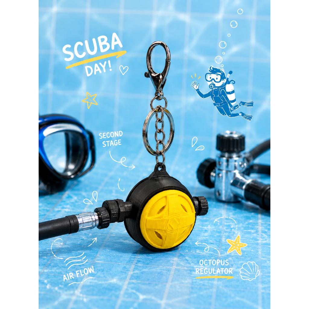 พวงกุญแจ พวงกุญแจดำน้ำ โมเดล Regulator Scuba ของขวัญนักดำน้ำสุดน่ารัก 3dprint - gapookgapig