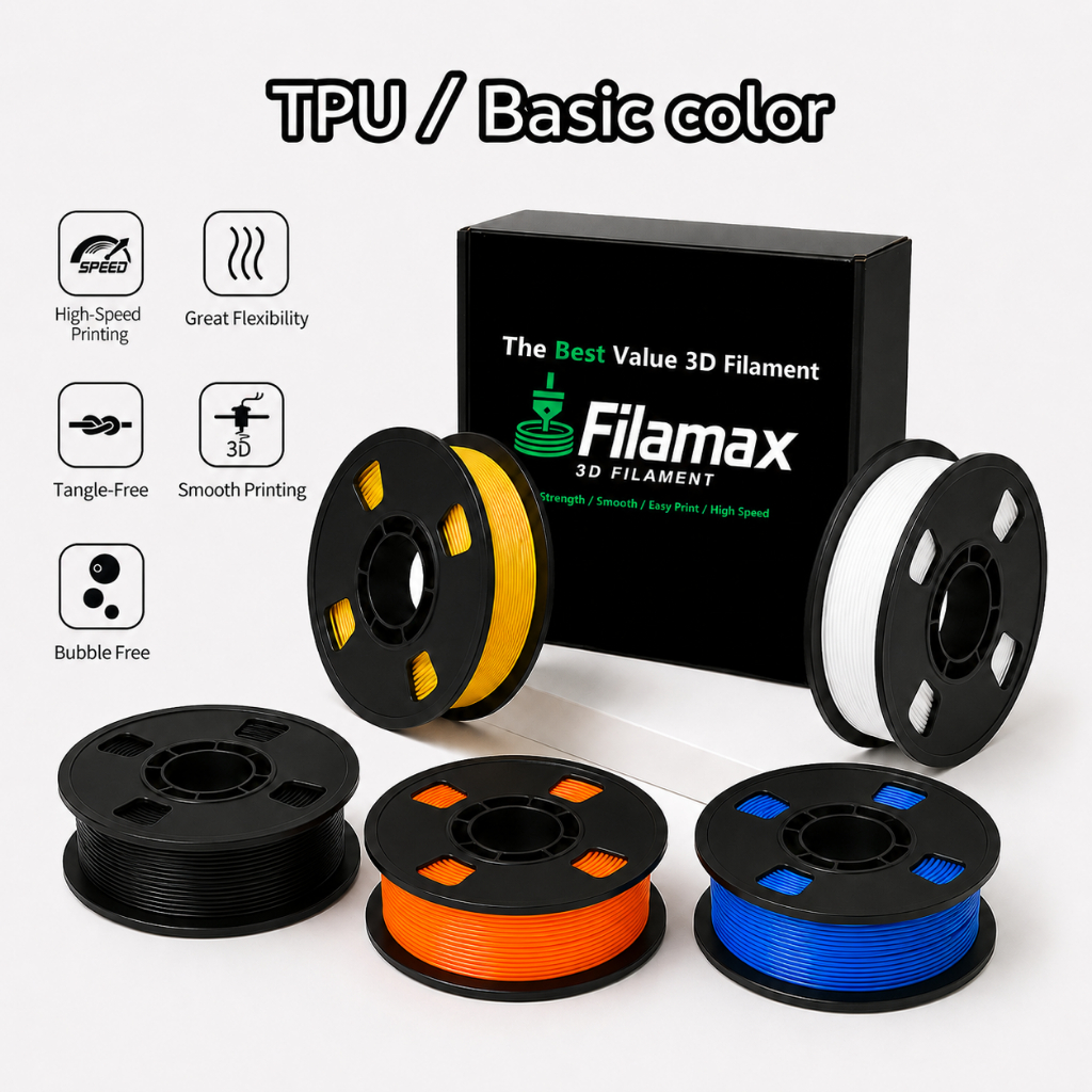 Filamax เส้นพลาสติก TPU+ Basic Color Filament 3D Printer 1.75mm 1kg ไร้กลิ่น ปริ้นง่ายกว่า High Quality