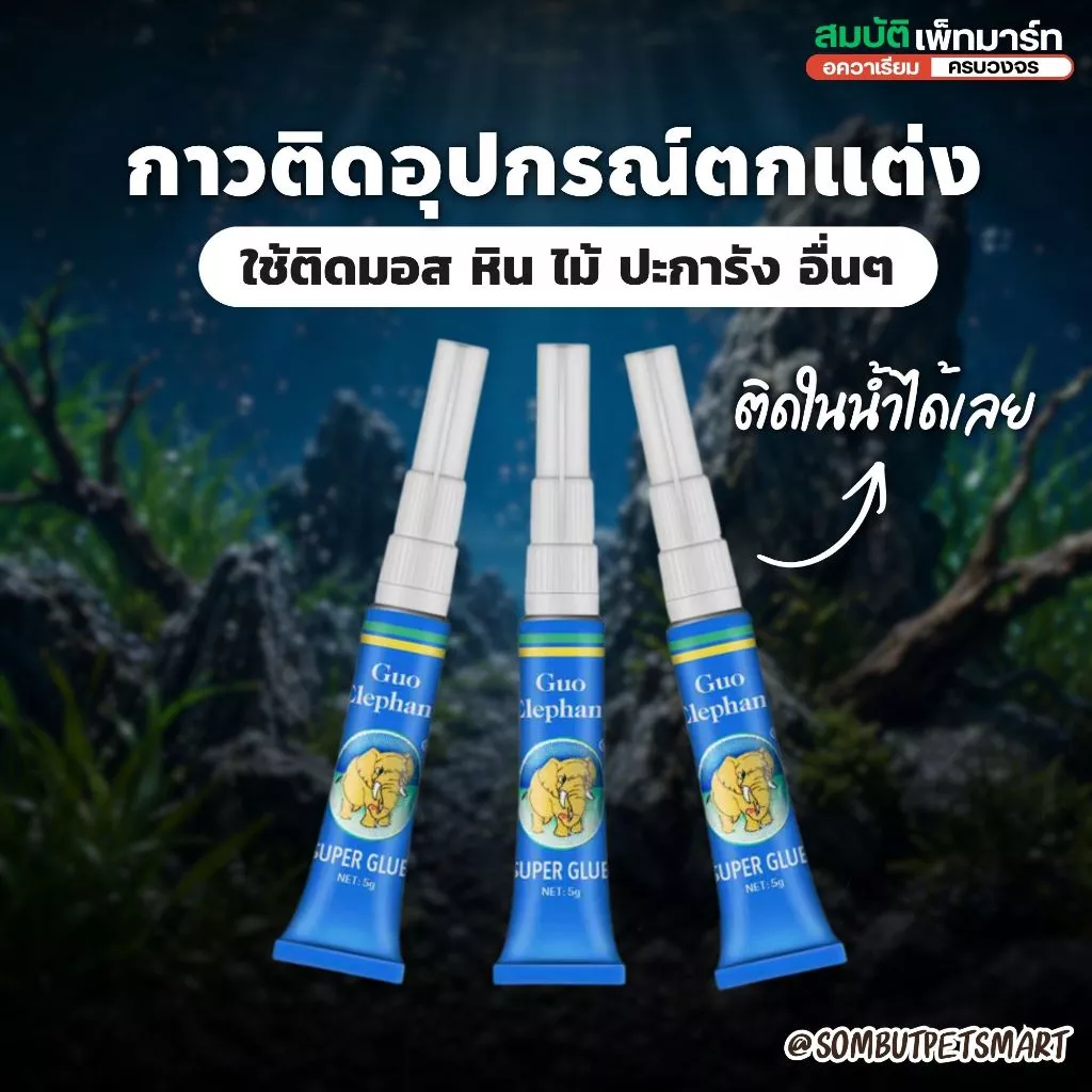กาวติดมอส ไม้น้ำ ปะการัง หิน ขอนไม้ INSTANT GLUE หลอดฟ้า 5 กรัม