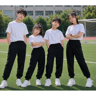 (ขารัดสีดำ)#กางเกงวอร์มขายาว(เด็กเล็กเด็กโต)(โรงงานขายเอง)กางเกงพละวอมเด็กนักเรียนสีดำขาจั้มปลายขารัด#