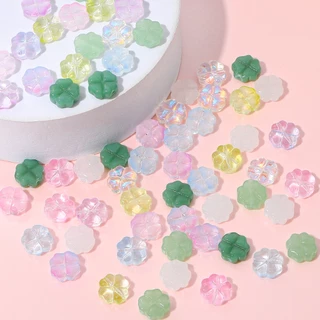 ลูกปัดแก้วลายดอกไม้โคลเวอร์ ขนาด 10mm 10/20 ชิ้น ลูกปัดเว้นระยะ สำหรับทำต่างหู สร้อยคอ และเครื่องประดับ DIY