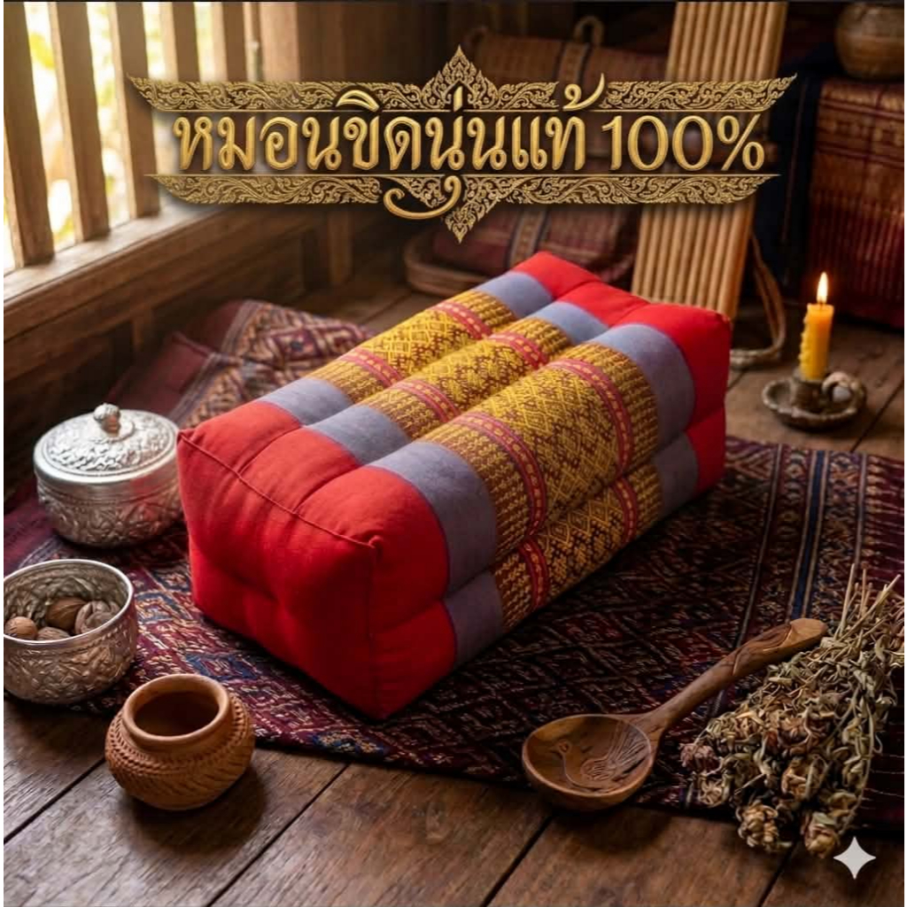 หมอนขิด ใยนุ่นแท้ 100% หมอนขิดอีสาน 1 ใบ และ 1 แพ็ค 4 ใบ ขนาดมาตรฐาน