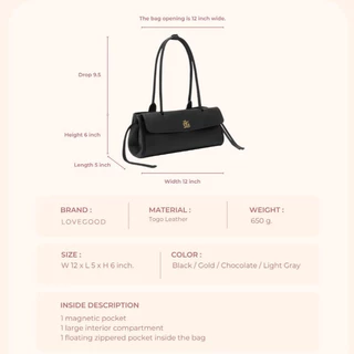 [ LoveGood ] Horizon กระเป๋าสะพายไหล่ East-West Shoulder Bag 12” วัสดุหนังวัว Wonder น้ำหนักเบา