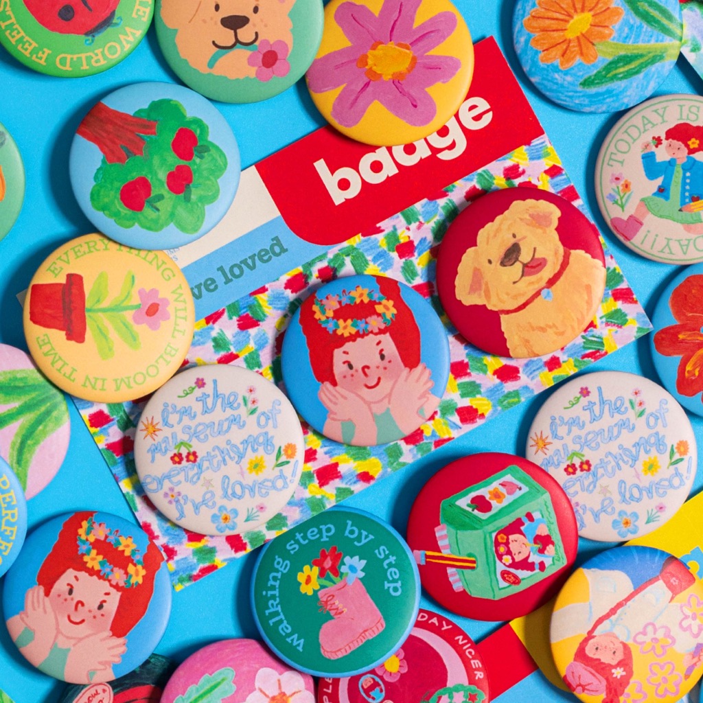 BADGE SET เซ็ตเข็มกลัด 3 ชิ้น ลายดอกไม้ น้องดื้อ สีสันสดใส give.me.museums