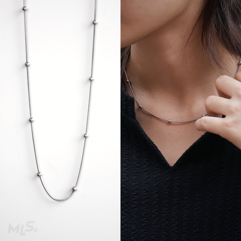 MLS | Orbit line สร้อยคอสแตนเลส ลายกระดูกงูตัดเม็ด เลือกควาวมยาวได้