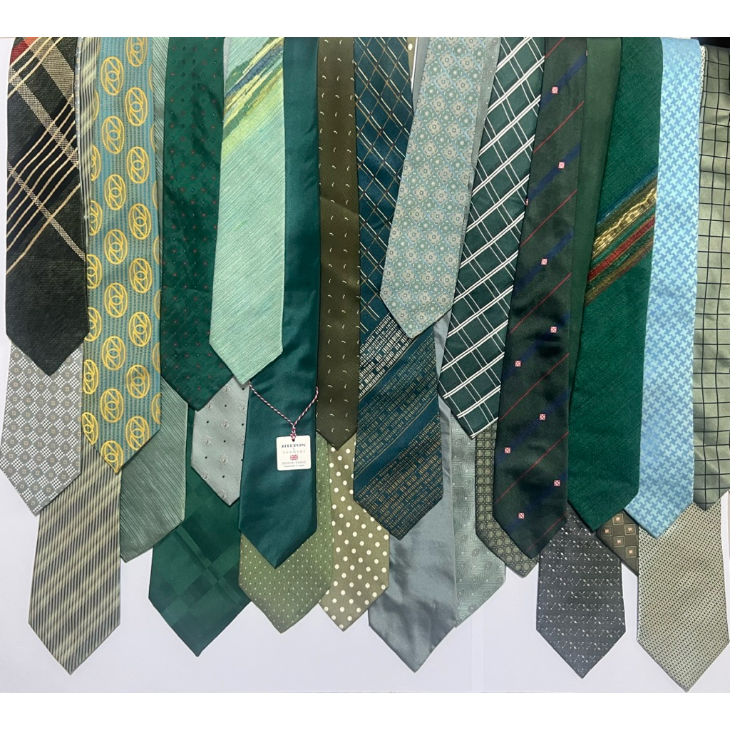 Set5 💚 Green Tie เนคไทสีเขียวแบบผูกนำเข้าญี่ปุ่นคัดเกรด