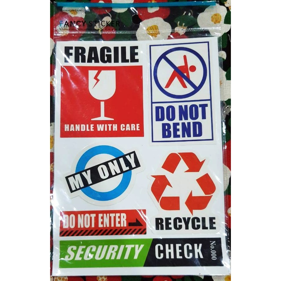 FANCY STICKER สติ๊กเกอร์ ติดตกแต่ง จากญี่ปุ่น ( FRAGILE DO NOT BEND RECYCLE DONOT ENTER SECURITY CHE