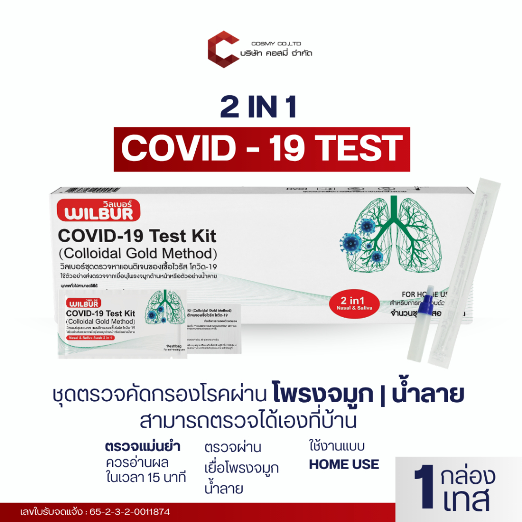 ATK  Wilbur Antigen แบบใหม่ 2in1 Test Kit 1กล่อง 20 เทส ตรวจผลไว ได้มาตรฐาน ชุดตรวจโควิด-19