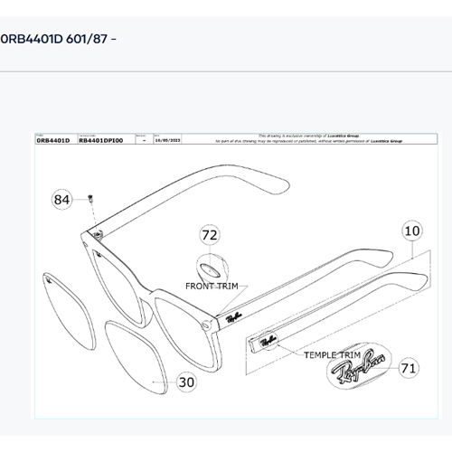 อะไหล่แท้ เลนส์ RB4401D 601/87 57 จำนวน 1 คู่ เลือกสีและขนาดเลนส์ ในตัวเลือกสินค้า