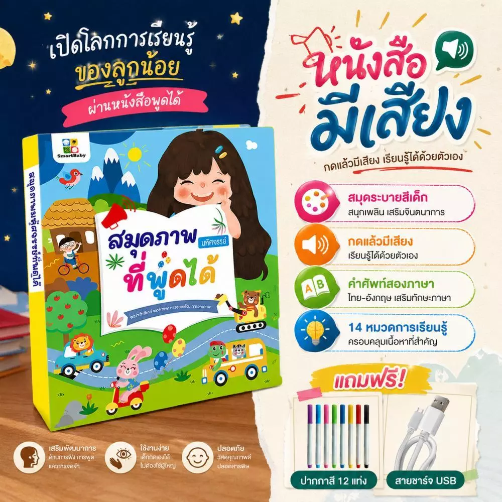CODหนังสือ เด็ก หนังสือพูดได้ หนังสือ สมุดระบายสี มีเสียง ไทยอังกฤษ เรียนรู้คำศัพท์ เสริมทักษะ ศิลปะ