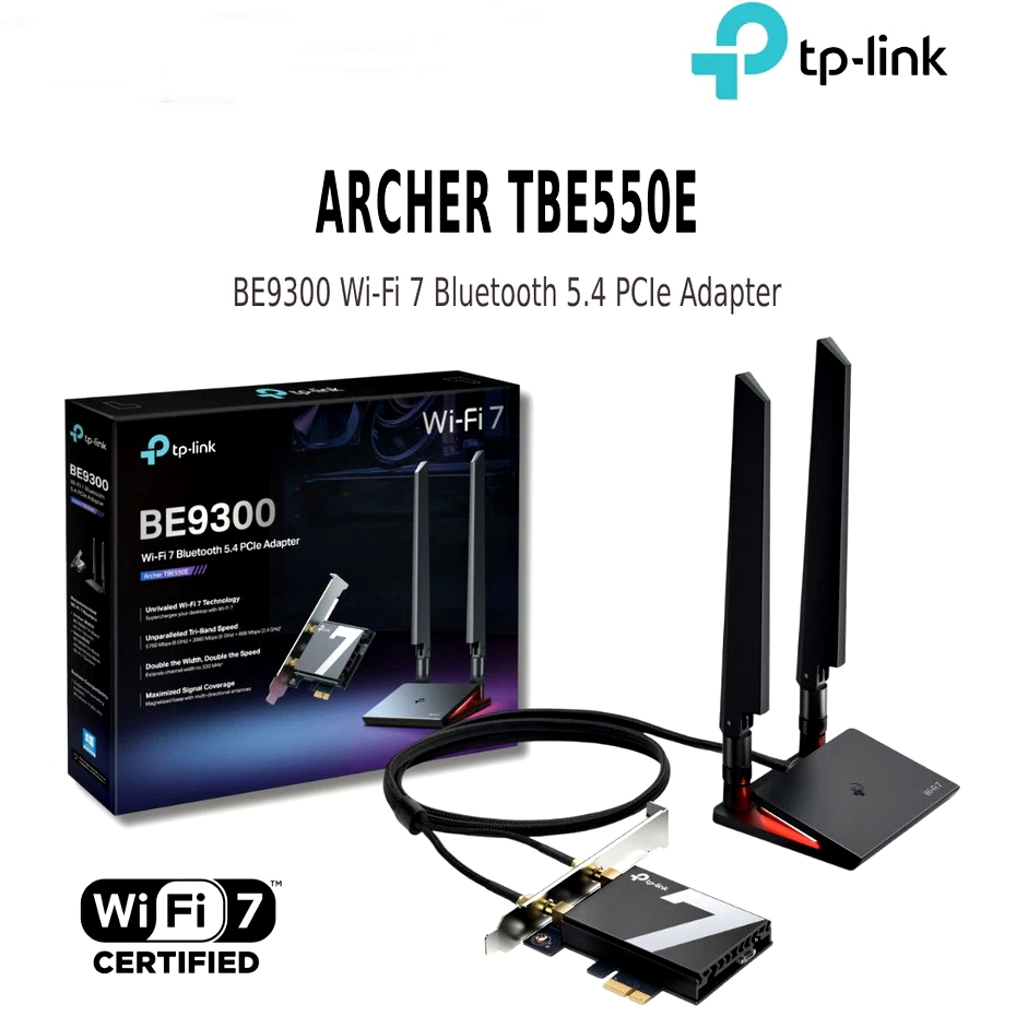 TP-LINK (Archer TBE550E) BE9300 Wi-Fi 7 Bluetooth 5.4 PCIe Adapter