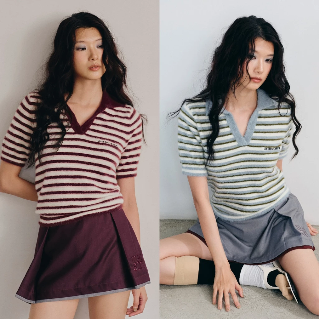 maison KEEPS | Gwen Knitted Polo | เสื้อโปโลไหมพรมลายทาง