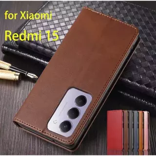 เคส ฝาพับ หนังเรียบ ตั้งได้ สำหรับ Xiaomi Redmi 15 / Redmi 15C POCO C85 กระเป๋า กันกระแทก มีช่องใส่บัตร