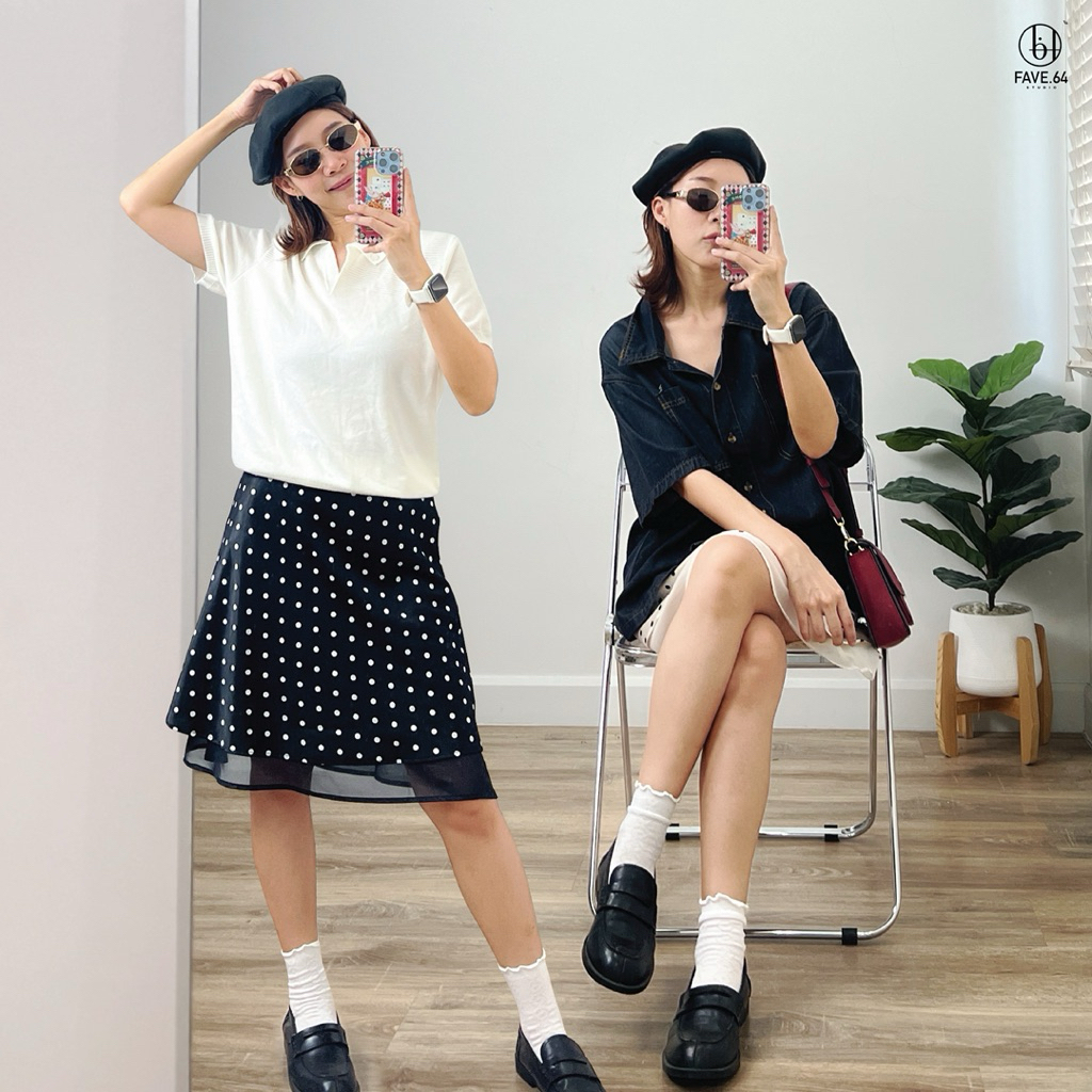 Polka dot Satin Midi Skirt