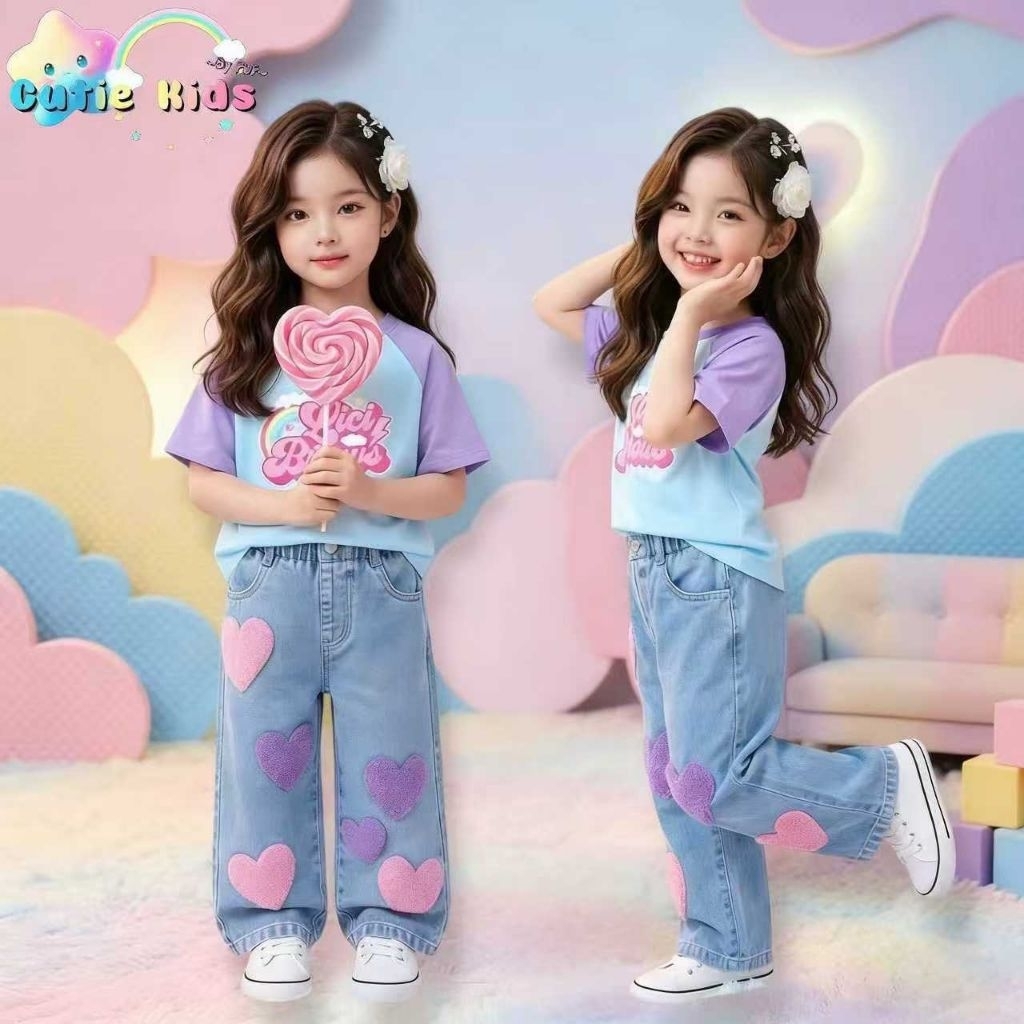 CT262/263🎀ชุดเซทยีนส์แฟชั่น🎀 งานปักไหมพรมที่กางเกงพร้อมเสื้อทูโทนพาสเทลดีไซน์น่ารัก กางเกงผ้ายีนส์ ปักไหมพรมสีพาสเทลฉ่ำๆ