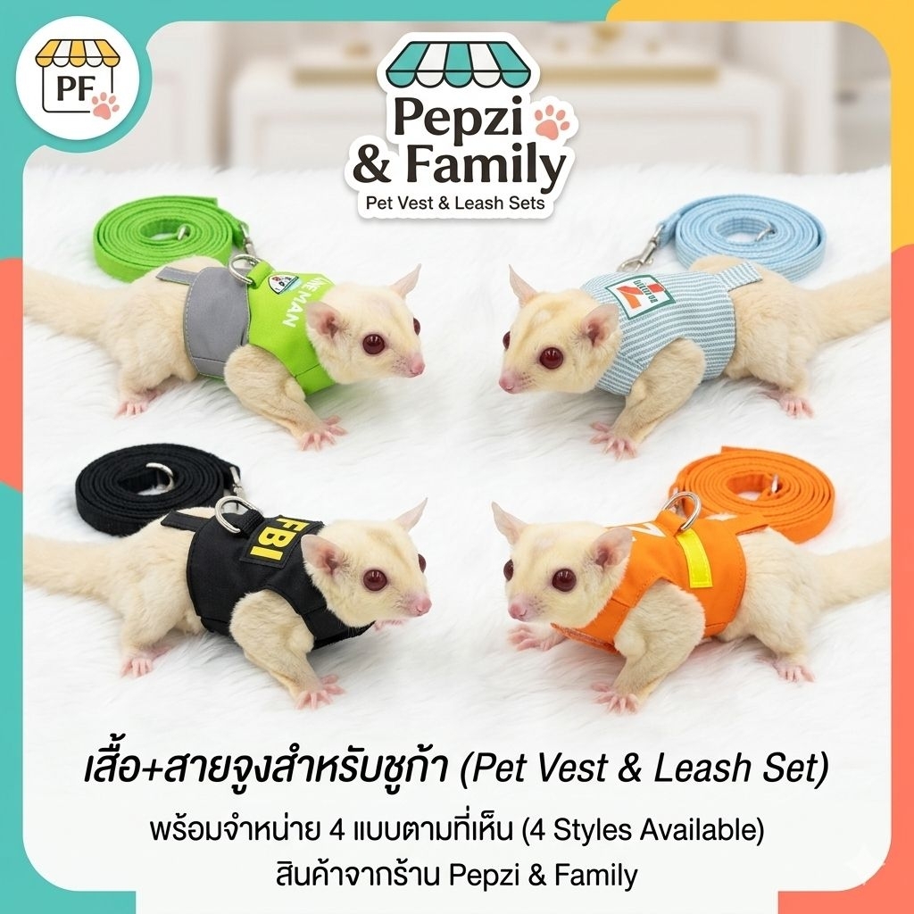 🌟🌟ถูก​ที่สุดเสื้อชูก้า​พร้อมสายจู​ง🌟🌟[[[ Pepzi&Family ]]]] เสื้อพร้อมสายจูงชูก้า ชูก้าร์ ชูการ์ไกรเดอร์ ชูการ์ไกลเดอร์