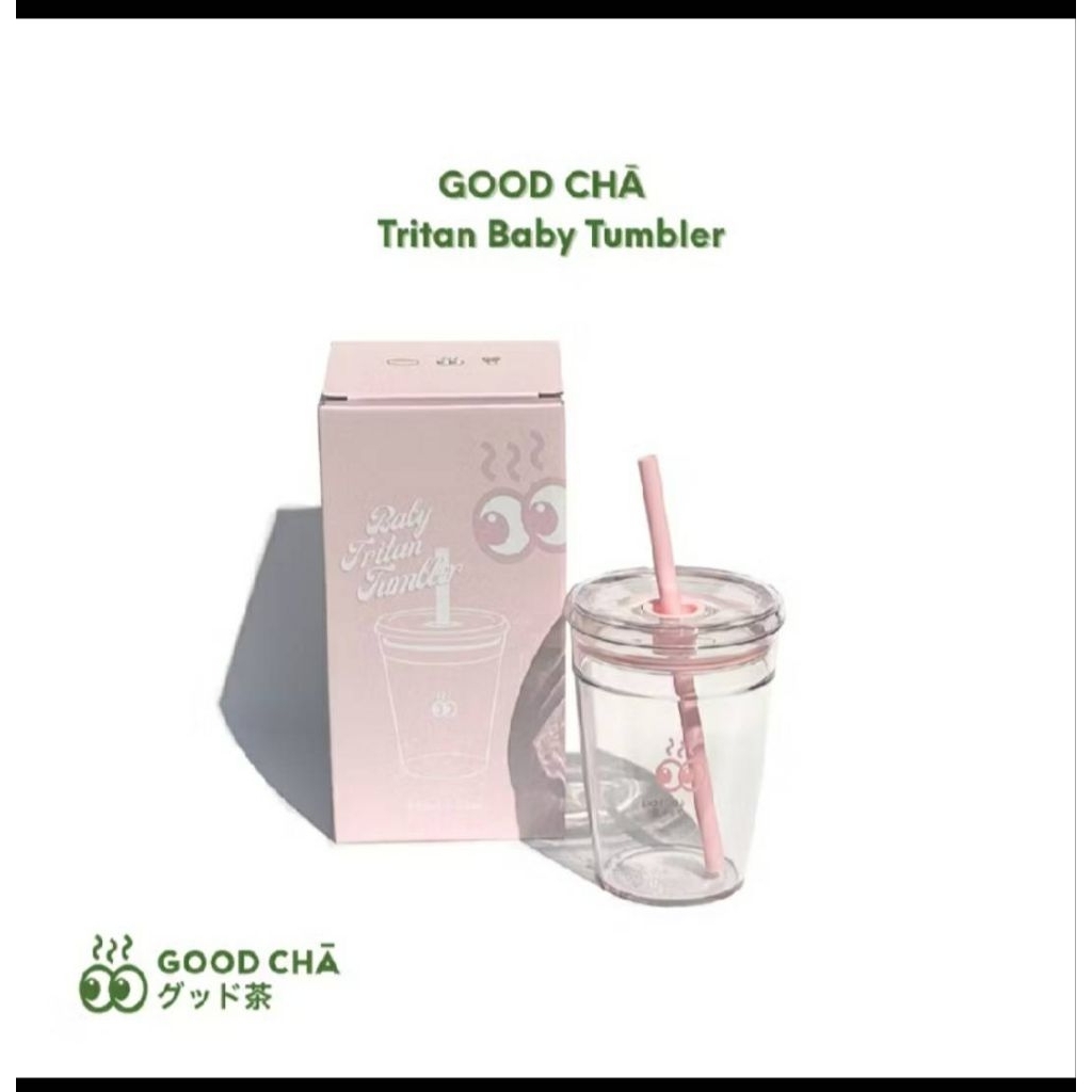 [พร้อมส่ง] GOOD CHA - Tritan Baby Tumbler แก้วใส สีชมพูอ่อน