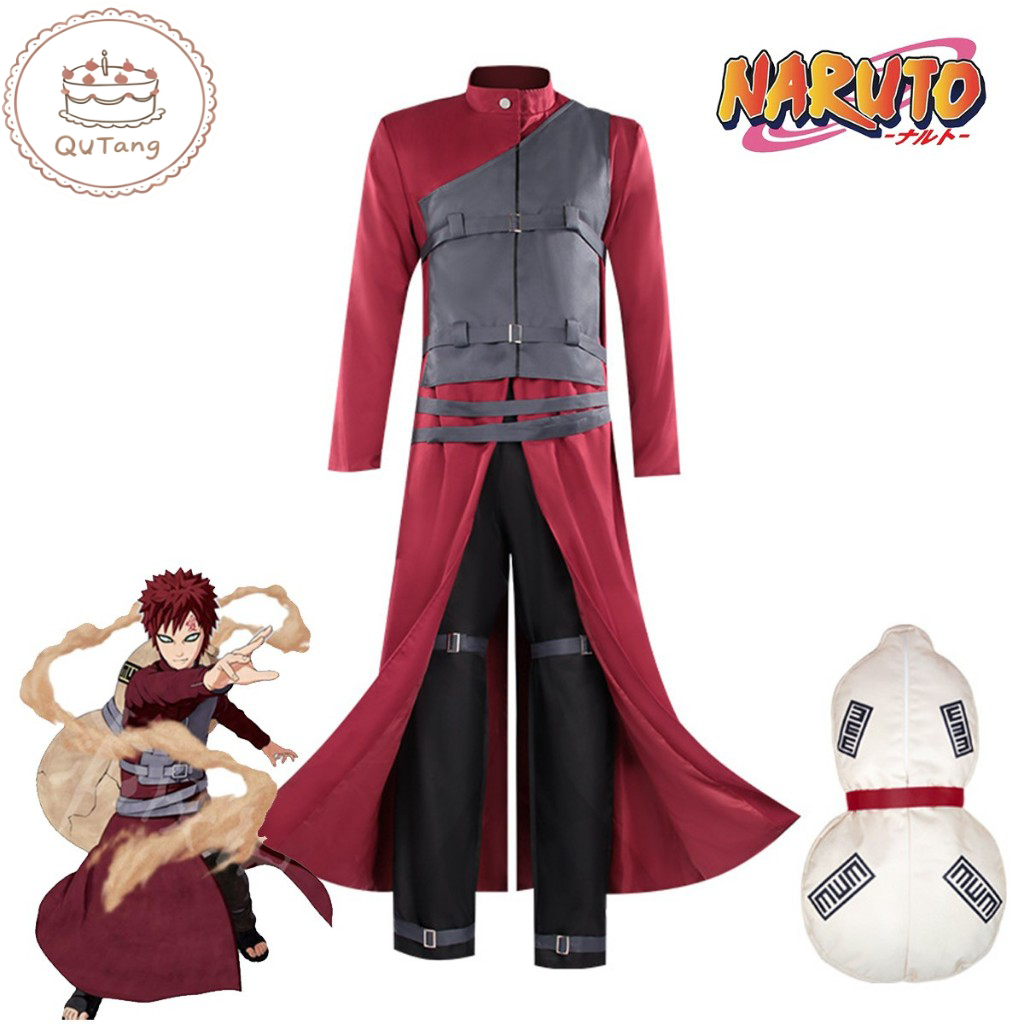Gaaraชุดคอสเพลย์ แอนิเมะ Naruto ชุดนินจา สำหรับผู้ชาย Gaara ชุดเสื้อผ้ากระเป๋า Gourd Prop ฮาโลวีน