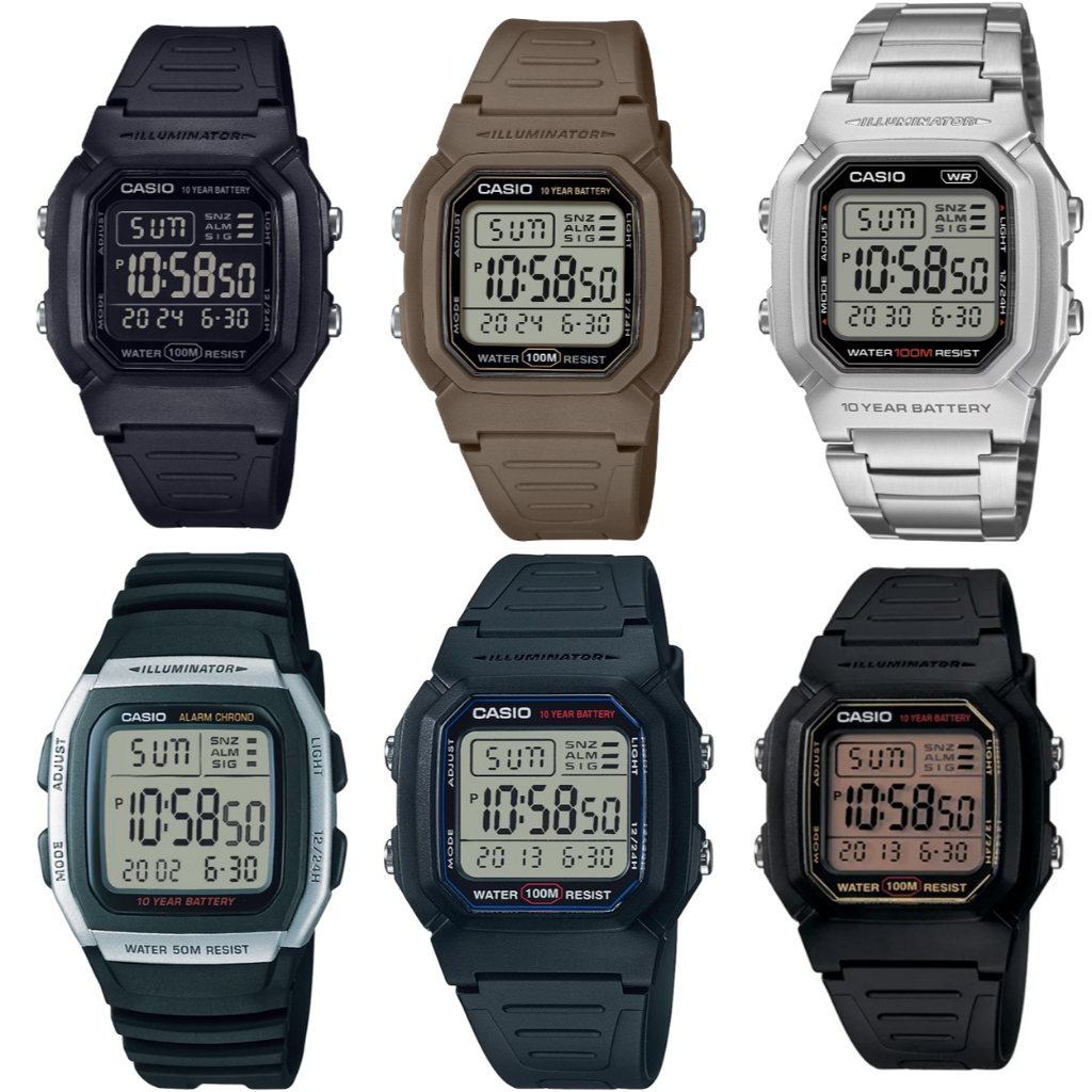 แท้ศูนย์ Casio 10 Year Battery W-96H W-800H W800 W-800HD-1A  36มม ประกันศูนย์ 1 ปี
