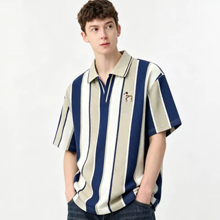 เสื้อโปโลลายทางสำหรับผู้ชาย ปักลายสุนัข ผลิตจากผ้าคุณภาพสูง เหมาะสำหรับใส่ทำงานหรือใส่ลำลอง