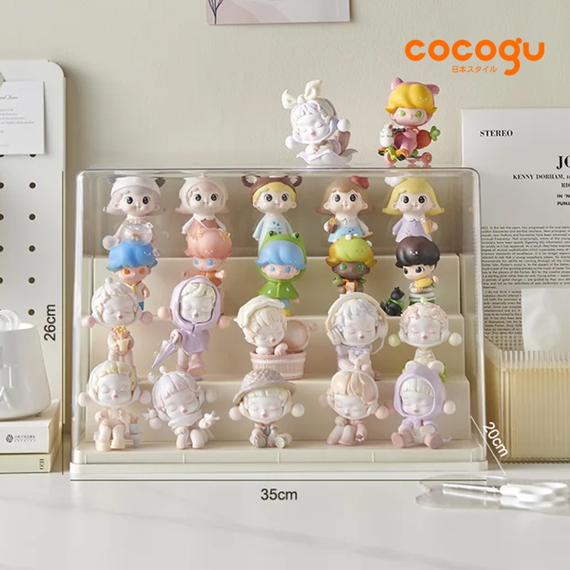 [ของขวัญแถมฟรี] COCOGU ชั้นวางโมเดล กันฝุ่น โปร่งใส 4 ชั้น size L รุ่น 887-1