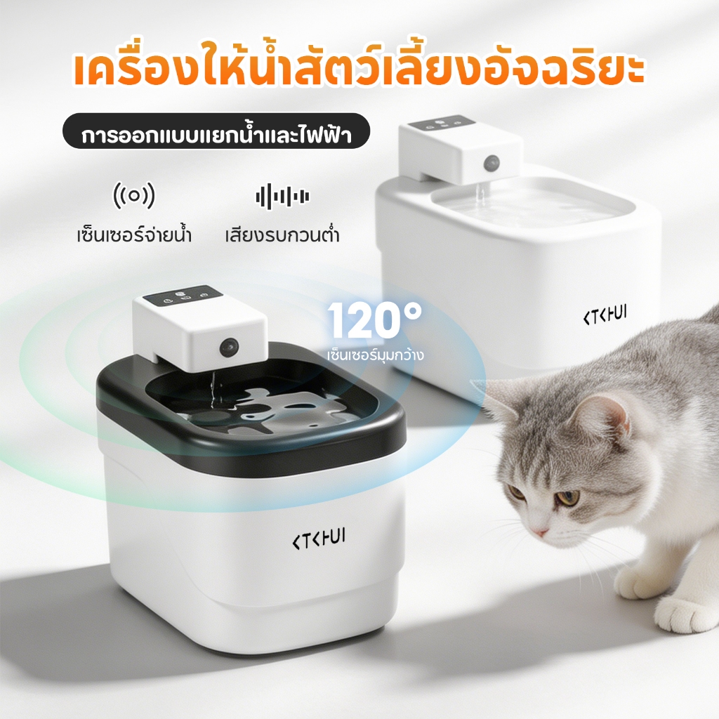 TUBI🏆Smart Pet Fountain🏆น้ําพุแมวไร้สาย น้ำพุแมว น้ำพุสัตว์เลี้ยงอัจฉริยะ ชามกรองน้ําแมว ระบบเซนเซอร์COD