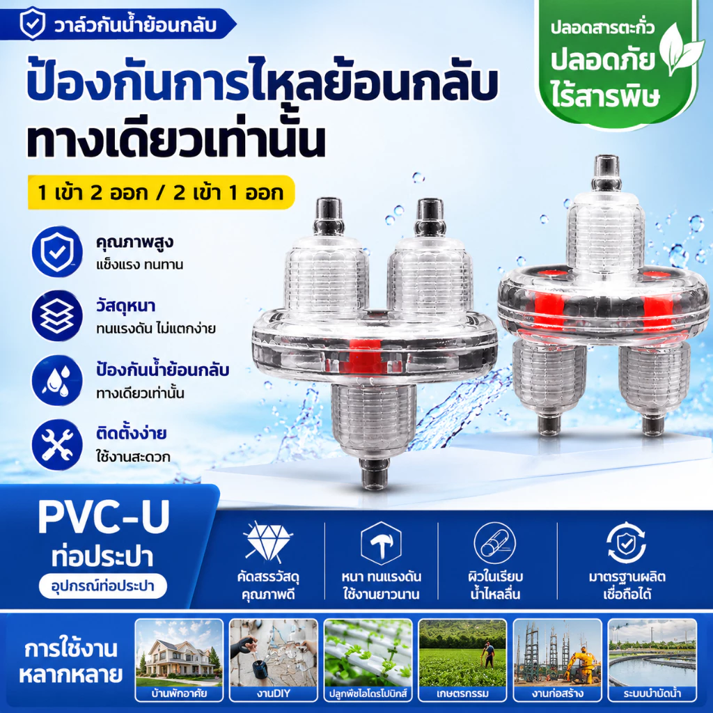 [ครบชุด] อุปกรณ์ปั๊มออกซิเจนตู้ปลา วาล์วปรับลม วาล์วกันกลับ (กันย้อน/กันหลุด) ข้อต่อสามทาง วาล์วแยก ทางตรง สายยางตู้ปลา
