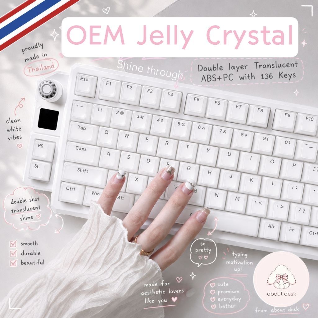 🇹🇭 ส่งไว Jelly Keycaps Crystal 136 keys ไฟทะลุ ฟรีสติ๊กเกอร์ไทย [ร้านคุ้มลด20%] แคปใส แคปคลีน แคปเยลลี่ jello น่ารัก