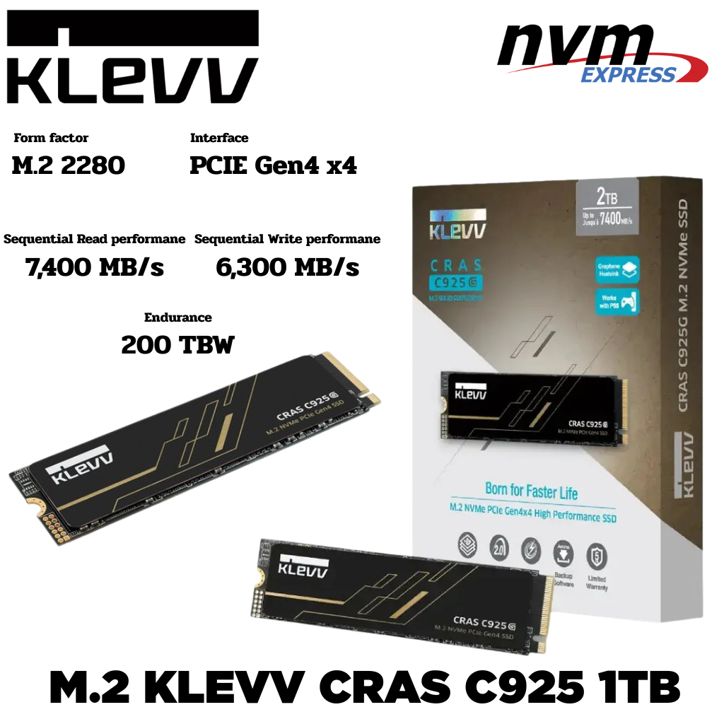 M.2 1 TB SSD (เอสเอสดี) KLEVV CRAS C925G M.2 2280 NVMe PCIe GEN4x4