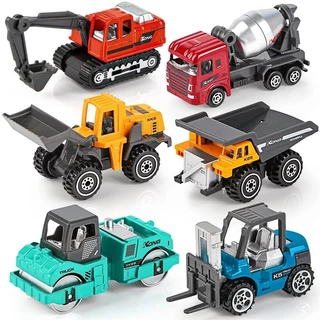 YUNLEOTOY ของเล่นรถตักดินเหล็กผสม 6 ชุด รถขุด รถถัง รถตัก รถปูน รถดั๊มพ์ รถยกของ ของเล่นเด็ก ขนาด 1:64