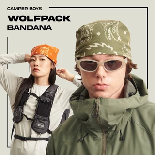 Wolfpack Bandana ผ้าโพก ลายหมาป่า ผ้าโพกอเนกประสงค์ ผ้าคอตตอน CAMPER BOYS