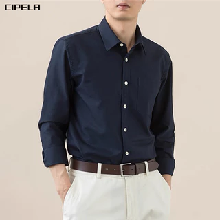 CIPELA เสื้อเชิ้ตแขนยาวผู้ชาย เสื้อเชิ้ตทำงาน ดูดี รีดง่าย ใส่ได้หลายลุคทุกโอกาส เสื้อเชิ้ตคอปก มีกระเป๋า