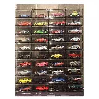 กล่องใส่โมเดลรถ 1:64 กล่องอะคริลิกใสโชว์รถเหล็ก Hot Wheels / Tomica มีฝาเปิด-ปิดด้านหน้า ต่อซ้อนได้มีตัวล็อคแน่นหนา