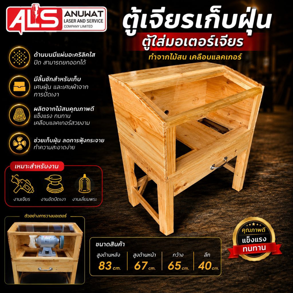 ตู้เจียรเก็บฝุ่น ตู้ใส่มอเตอร์ปัดเงา (ตู้เปล่าไม่รวมมอเตอร์)