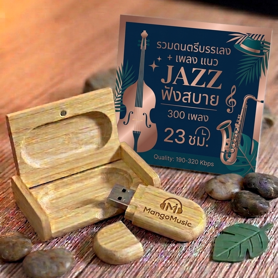 [พร้อมฟัง] แฟลชไดรฟ์ รวมดนตรีบรรเลง+เพลง แนว jazz ฟังสบาย 300 เพลง 23ชม. คุณภาพเสียงสูง 160-320kbps เสียบฟังได้ทันที ไม่