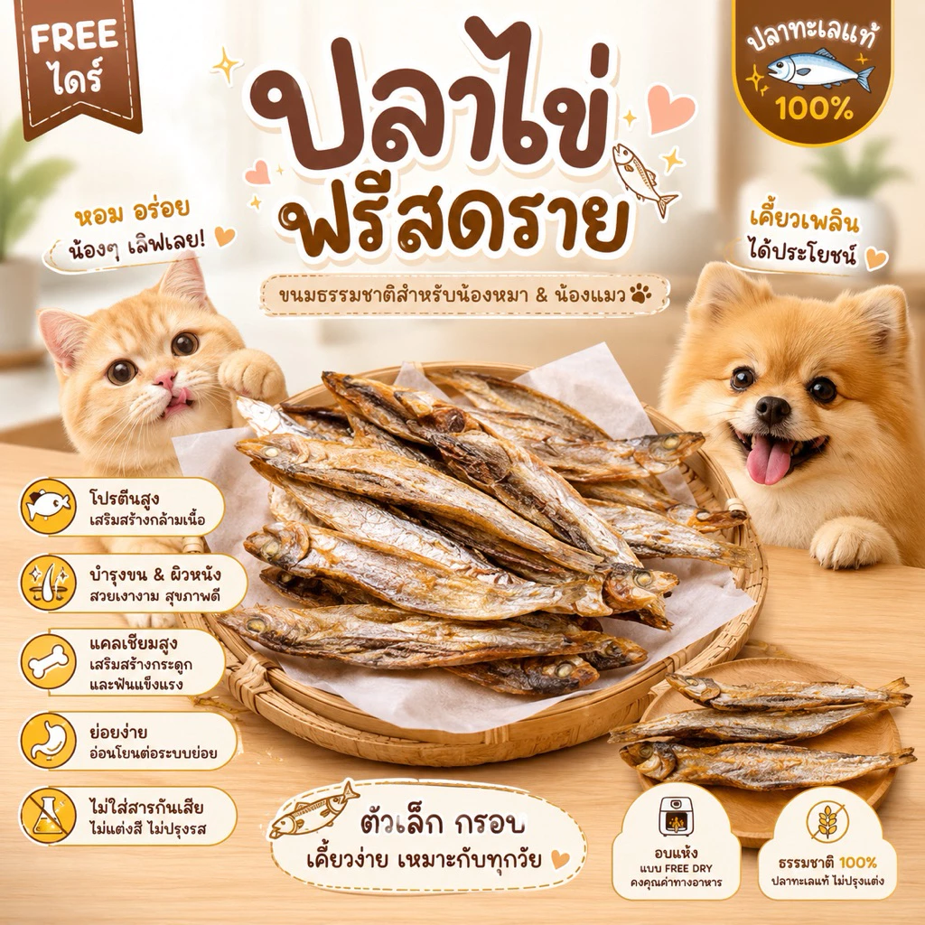 🟢 ขนมปลาไข่ ✅ เข้าเพิ่ม อบกรอบ สำหรับแมวและสุนัข สินค้าพร้อมส่ง ร้านค้ายินดีให้บริการ