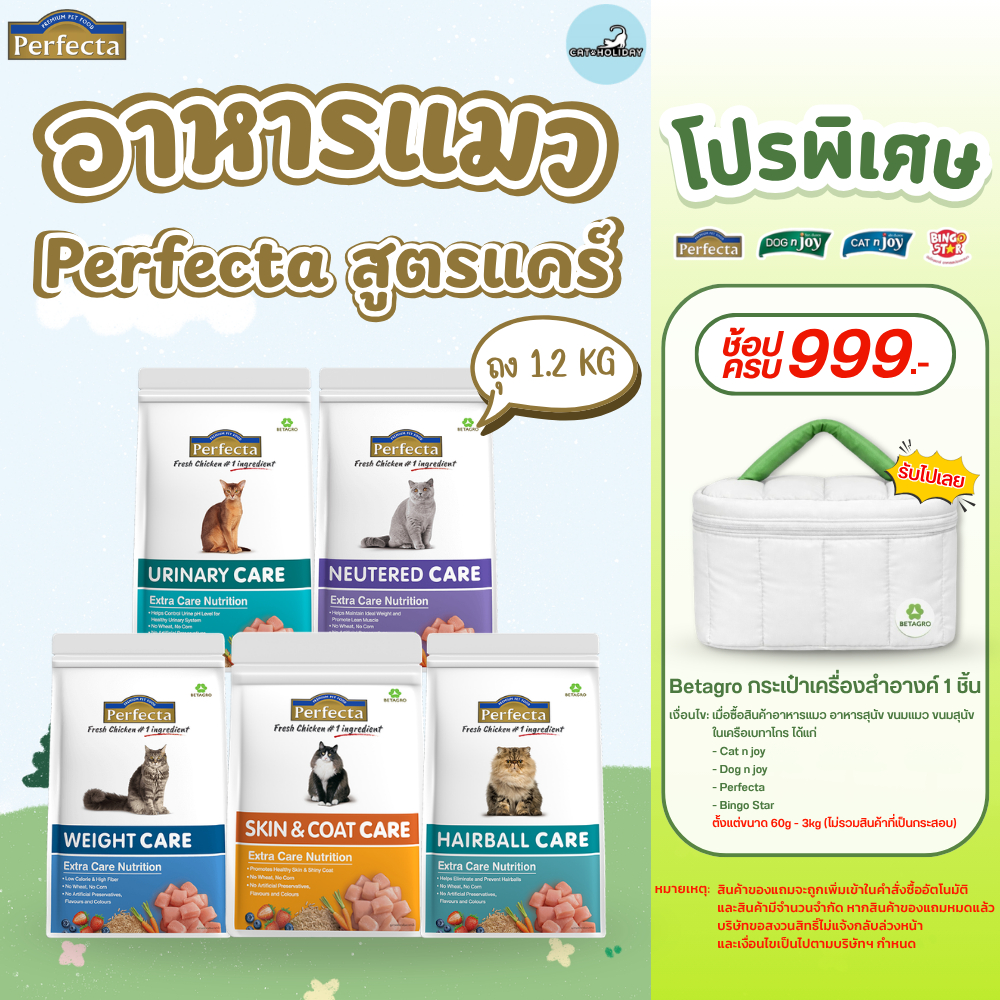 [ ถุง 1.2 kg ] อาหารแมว Perfecta Care อาหารเม็ดแมว เพอร์เฟคต้าแคร์ สูตรดูแลพิเศษ
