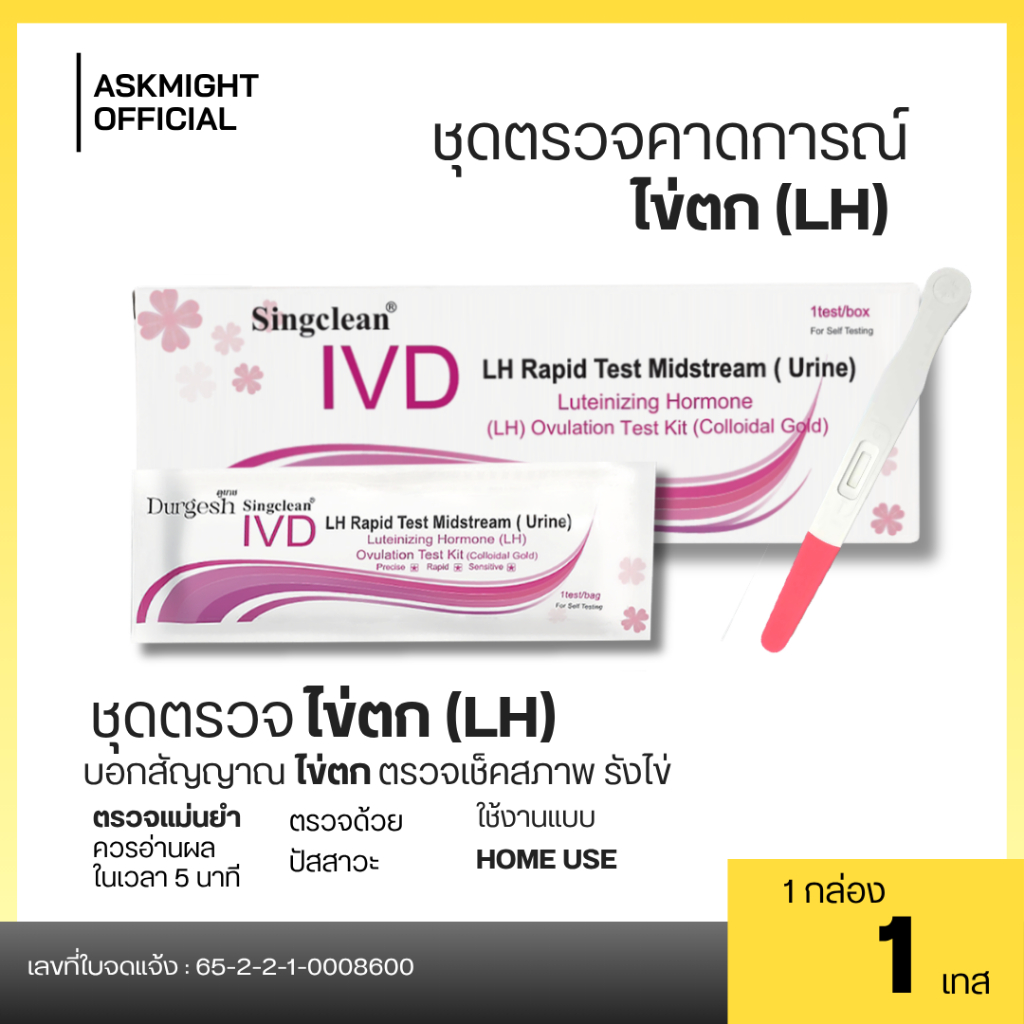 Singclean ชุดตรวจฮอร์โมนบลูทิไนซิง (LH) ไข่ตก Luteinizing Hormone (LH) Ovulation Test Kit (Colloidal