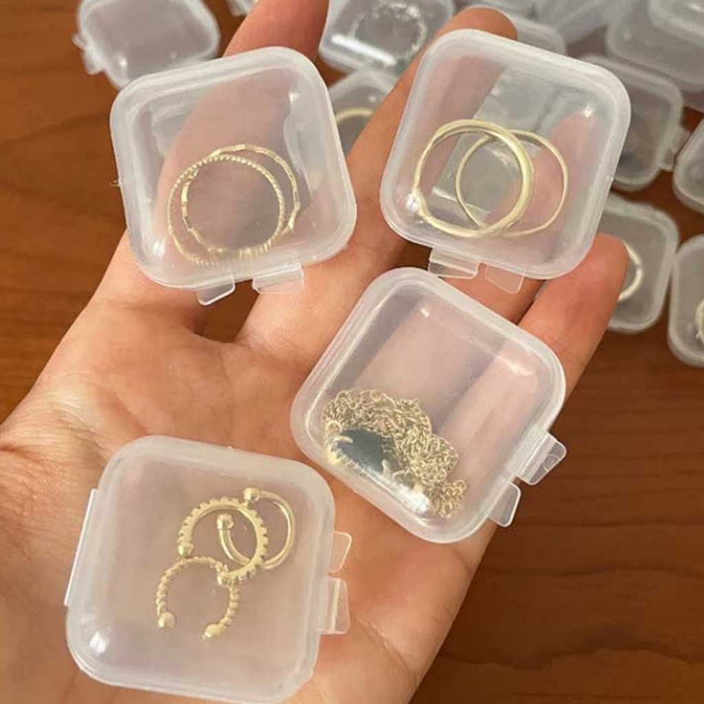 ตลับใสขนาดเล็ก 20 ชิ้น กล่องเก็บแหวน ต่างหู จัดระเบียบของชิ้นเล็ก พกพาสะดวก