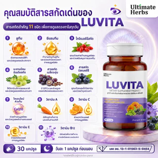 ลูวีต้า LUVITA บำรุงสายตา มีลูทีน ซีแซนทีน และวิตามินรวม 11 ชนิด ตาแห้ง แสบตา พร่ามัว จอตาเสื่อม